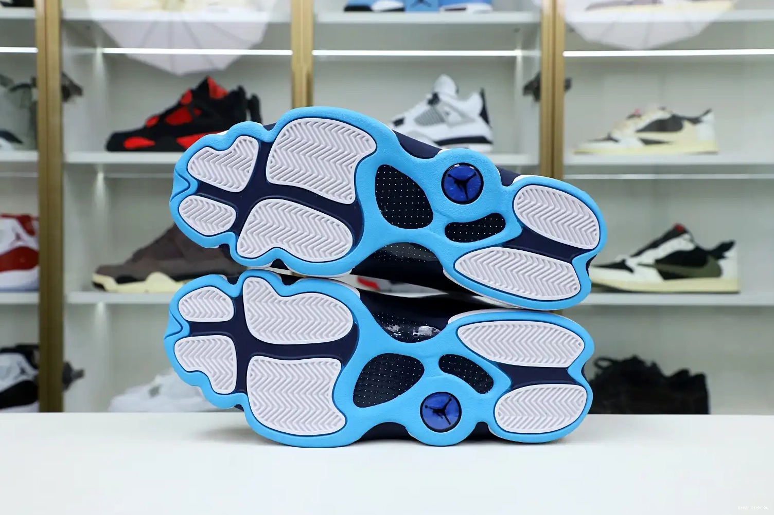 AIR Kimikick POWDER RETRO WHITE OBSIDIAN 13 JORDAN 414571-144 BLUE 0728